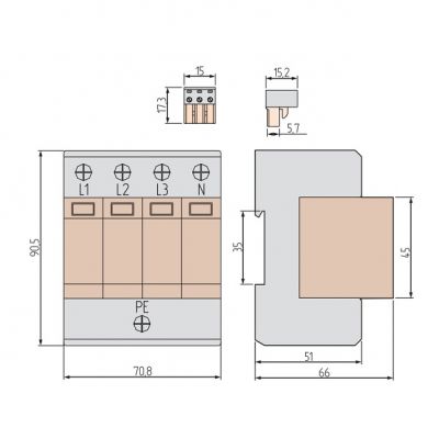 Ogranicznik przepięć B+C Typ 1+2 4P 30kA 275V ST30B+C 4P SIMTEC szary SIMET (85201010)